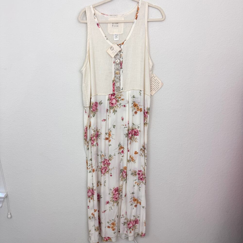 Home Frox Womens Sleeveless Maxi Dress One Size Floral Rose Cottagecore Summer